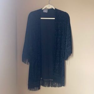 Velvet and fringe kimono